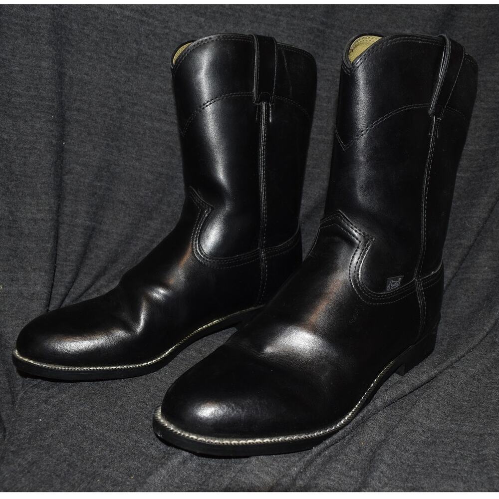 Justin Men's 9 EE Temple 10" Roper Boots Black Western Cowboy Basics Extra Wide